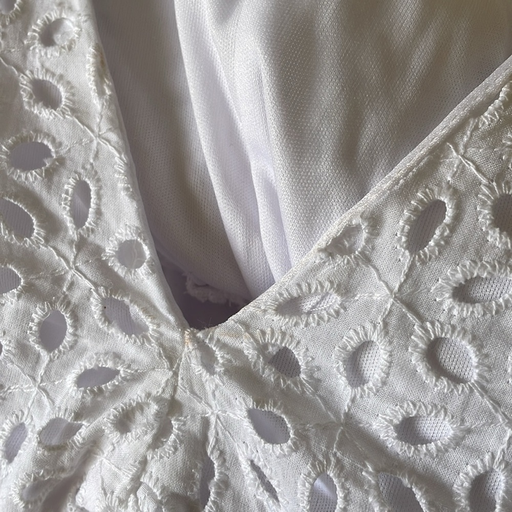 White Eyelet Ruffle Sleeve Top - Picture 6 of 6